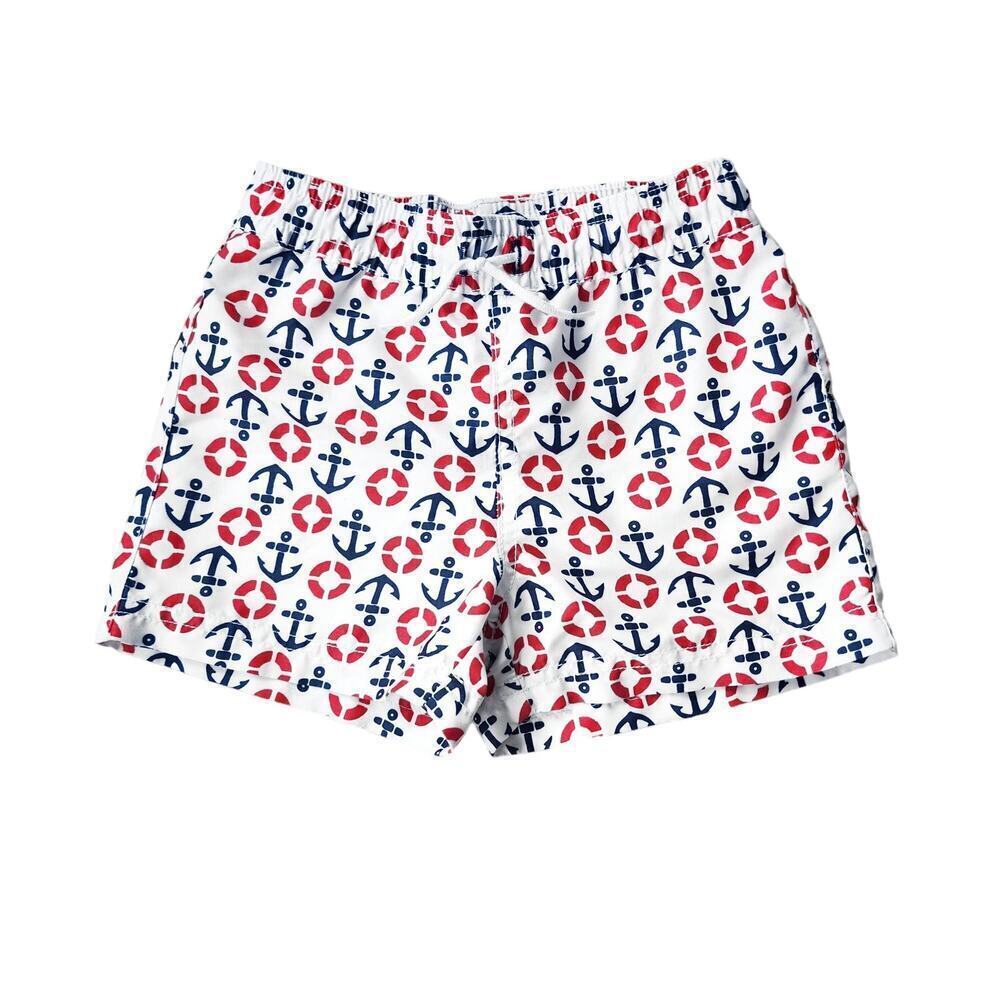 Janie & Jack 2T Swim Trunks Red White Blue Anchors Swimsuit